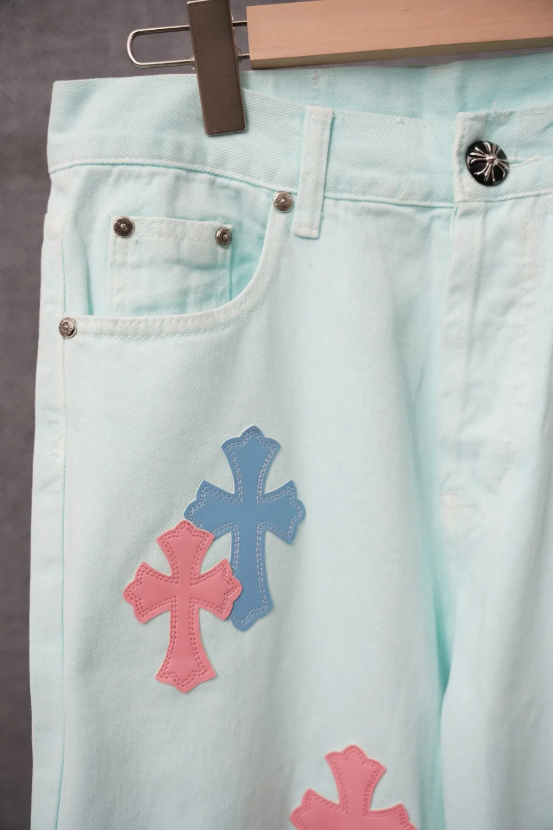 ：S 016 & Chrome Hearts Light Blue Same Style ：Light Blue Size：28 30 32 34 （S-XL)